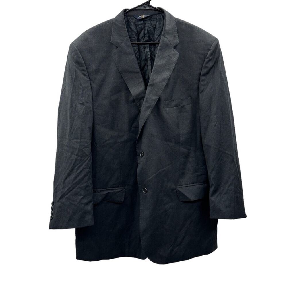 Joseph & Feiss Gold 100% Wool Dark Gray‎ Two Button Long Sleeve Blazer Size 48R